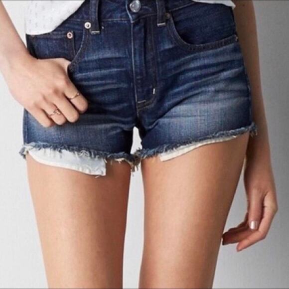 American Eagle Outfitters High Rise Festival Cut Off Denim Shorts Blue Size 6 - Picture 1 of 5